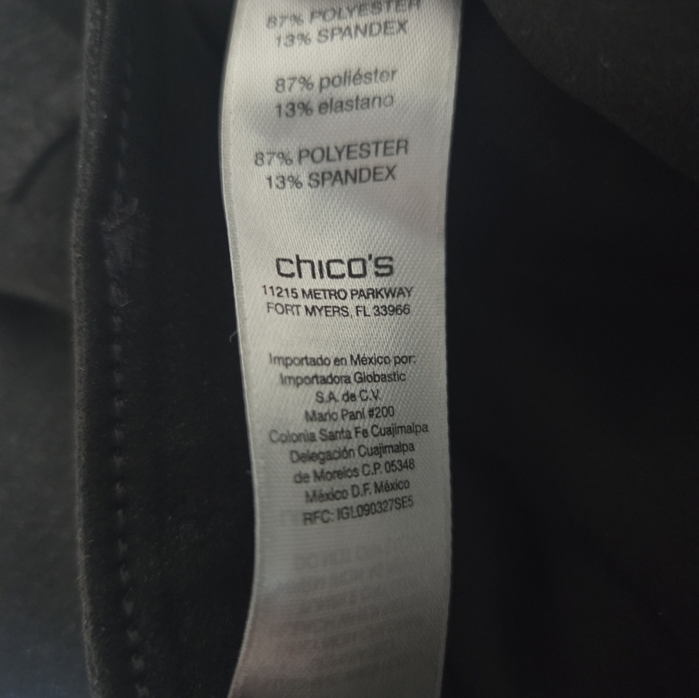 Chico’s Dark Silver Metallic Pants Size 2 Straight Leg Mid Rise Shimmer - Picture 7 of 8